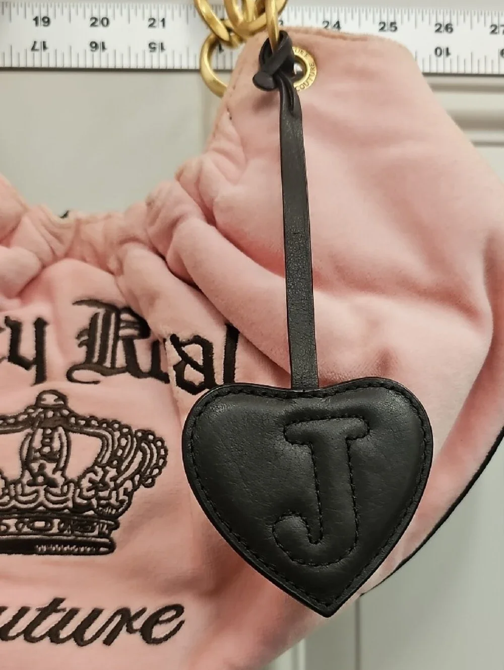 Juicy Couture Pink Velvet Chain-Handle Shoulder Bag with Gold Hardware, Vintage.